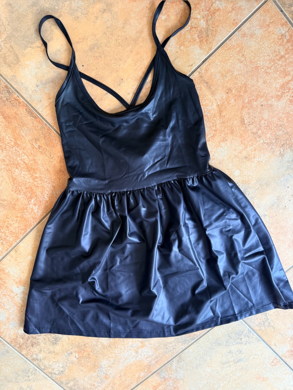 silence + noise Navy Swim Top with Light Blue Logo Tag
